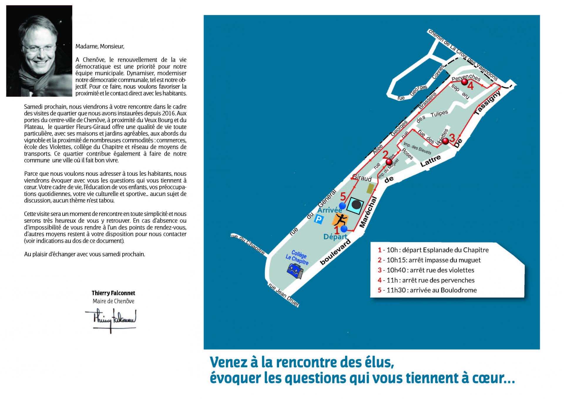 Plan de la visite du quartier Fleurs-Giraud du 8 juin 2019